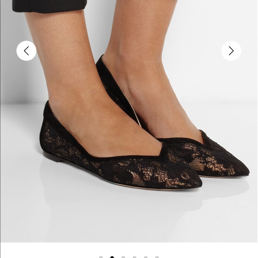 GIANVITO ROSSI floral lace trimmed V-neck Size 37